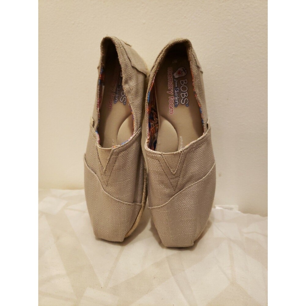 Womens Skechers Boss Taupe Size 6.5 Beige Memory Foam Slip On Shoes